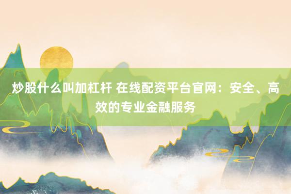 炒股什么叫加杠杆 在线配资平台官网：安全、高效的专业金融服务